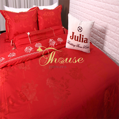 Bộ chăn ga gối ra giường satin gấm tơ tằm Hàn Quốc Julia 723BC