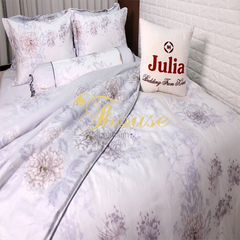 Bộ chăn ga gối lụa Hàn Quốc, drap trải giường siêu mát mịn Julia 871