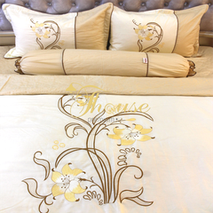 Bộ chăn ga gối drap giường màu trơn cotton satin Ai Cập Julia 463BC