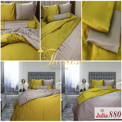 Bộ chăn ga gối ra giường lụa tencel siêu mềm mịn Hàn Quốc Julia 880