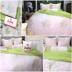 Bộ chăn ga gối ra giường satin gấm tơ tằm Hàn Quốc Julia 754