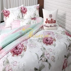 Bộ chăn ga gối lụa Hàn Quốc, drap trải giường siêu mát mịn Julia 801