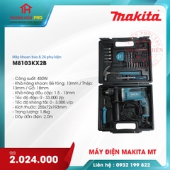 MÁY KHOAN BÚA MAKITA VÀ 26 PHỤ KIỆN M8103KX2B