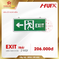 ĐÈN LỐI THOÁT HIỂM 2 MẶT HUFA CÓ MŨI TÊN HƯỚNG TRÁI EXIT L355xW25xH145MM