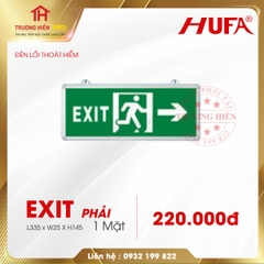 ĐÈN LỐI THOÁT HIỂM 1 MẶT HUFA CÓ MŨI TÊN HƯỚNG PHẢI EXIT L355*W25*H145