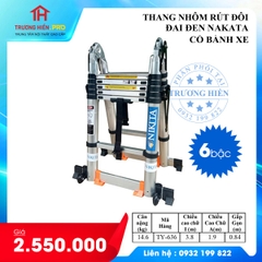 THANG NHÔM RÚT ĐÔI CHỮ A ĐAI ĐEN NAKATA 3M8 - TY636