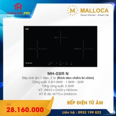  BẾP KÍNH ÂM 1 ĐIỆN 2 TỪ MALLOCA MH-03IR N