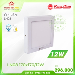 ĐÈN LED ỐP TRẦN  RẠNG ĐÔNG  VUÔNG 12W LN08 170×170/12W  