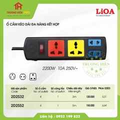 Ổ CẮM KÉO DÀI LIOA LOẠI ĐA NĂNG - KẾT HỢP 4 Ổ CẮM 3M MODEL 2D2S32
