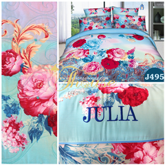 Bộ chăn ga gối drap giường cotton satin Hàn Quốc Julia 495BC