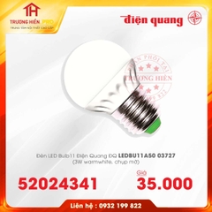 ĐÈN LED BULD ĐIỆN QUANG CÔNG SUẤT NHỎ ĐQ LEDBU11A50 03727 3W CHỤP MỜ