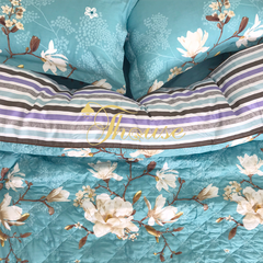 Bộ chăn ga gối drap giường 100% cotton sợi bông Hàn Quốc Julia 250