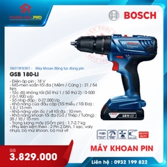 MÁY KHOAN ĐỘNG LỰC DÙNG PIN BOSCH GSB 180-LI