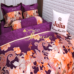 Bộ chăn ga gối drap giường cotton satin Hàn Quốc Julia 492BC
