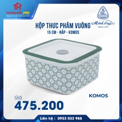 HỘP SỨ DƯỠNG SINH VUÔNG ĐỰNG THỰC PHẨM MINH LONG 15CM - HOA VĂN LẬP THỂ KOMOS