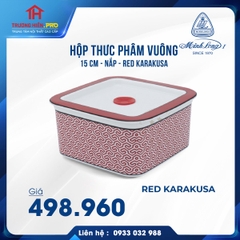 HỘP SỨ DƯỠNG SINH VUÔNG ĐỰNG THỰC PHẨM MINH LONG 15CM - HOA VĂN LẬP THỂ RED KARAKUSA