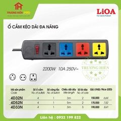 Ổ CẮM ĐIỆN LIOA 4 LỖ 3 CHẤU 3M 4D33N