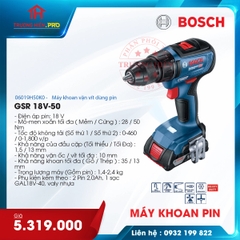 MÁY PIN VẶN VÍT BOSCH GSR 18V-50 