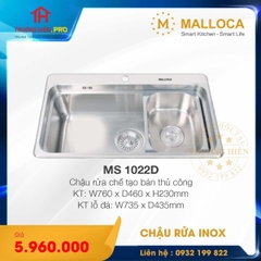  CHẬU RỬA CHÉN INOX MALLOCA MS 1022D