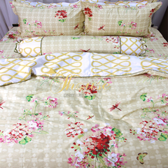 Bộ chăn ga gối drap giường 100% cotton sợi bông Hàn Quốc Julia 257