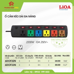 Ổ CẮM ĐIỆN LIOA 6 LỖ 6 CÔNG TẮC MODEL 6DOF32N