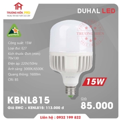 BÓNG ĐÈN LED TRỤ DUHAL 15W - KBNL815