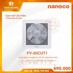 QUẠT HÚT ÂM TRẦN PANASONIC FV-20CUT1