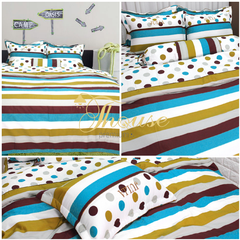 Bộ chăn ga gối drap giường 100% cotton sợi bông Hàn Quốc Julia 203BC
