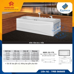 BỒN TẮM DÀI 2 YẾM EUROCA MODEL EU1-1770