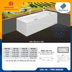 BỒN TẮM DÀI 2 YẾM EUROCA MODEL EU2-1770