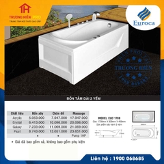 BỒN TẮM DÀI 2 YẾM EUROCA MODEL EU2-1780