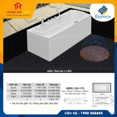 BỒN TẮM DÀI 2 YẾM EUROCA MODEL EU3-1775