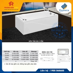 BỒN TẮM DÀI 2 YẾM EUROCA MODEL EU3-1780