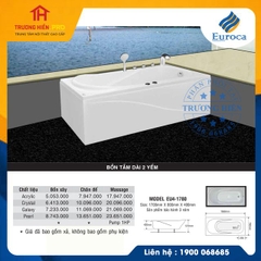 BỒN TẮM DÀI 2 YẾM EUROCA MODEL EU4-1780
