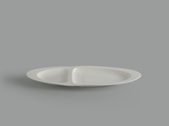 Dĩa Minh Long oval 2 ngăn 40 cm Gourmet trắng ngà