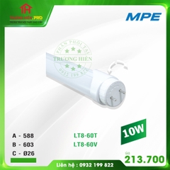BÓNG ĐÈN LED TUBE NHÔM T8 6 TẤC (0,6M)10W MPE