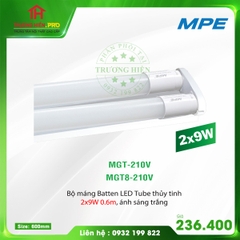 BỘ ĐÈN LED TUBE THỦY TINH T8 BÓNG ĐÔI 60CM MPE