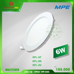 ĐÈN LED PANEL TRÒN RPL-6 TRẮNG, VÀNG, TRUNG TÍNH MPE