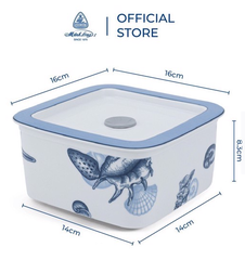 Hộp dưỡng sinh vuông đựng thực phẩm 15 cm + nắp - Đại dương
