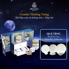 Combo Thưởng Trăng (Bộ hộp cơm sứ dưỡng sinh + Hộp trà)