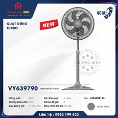  QUẠT ĐỨNG TURBO ASIA VY639790 MÀU XÁM