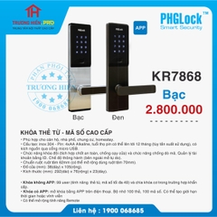 KHOÁ THẺ TỪ - MÃ SỐ CAO CẤP PHGLOCK KR7868 BẠC