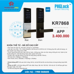 KHOÁ THẺ TỪ - MÃ SỐ CAO CẤP PHGLOCK KR7868 BẠC APP