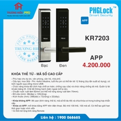 KHOÁ THẺ TỪ - MÃ SỐ CAO CẤP PHGLOCK KR7203 ĐEN APP