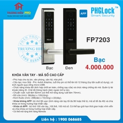 KHOÁ VÂN TAY - MÃ SỐ CAO CẤP PHGLOCK FP7203 BẠC