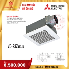 QUẠT ÂM TRẦN NỐI ỐNG GIÓ MITSUBISHI VD-23Z4T3/5