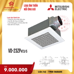 QUẠT ÂM TRẦN NỐI ỐNG GIÓ MITSUBISHI VD-23ZP4T3/5