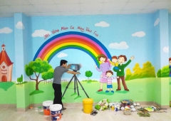 Vẽ tranh tường mầm non
