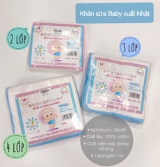 Khăn sữa baby 2 lớp - 3 lớp- 4 lớp siêu thấm (Set 10c)