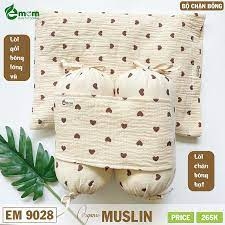 Bộ chăn bông gối xô Muslin Emom